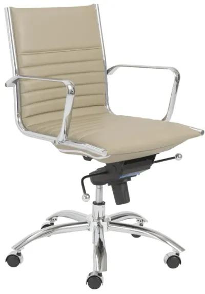 Dirk Low Back Office Chair in Taupe with Chromed Steel Base