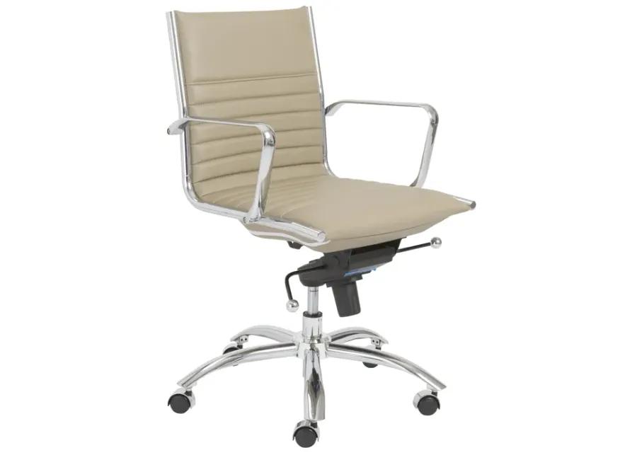 Dirk Low Back Office Chair in Taupe with Chromed Steel Base