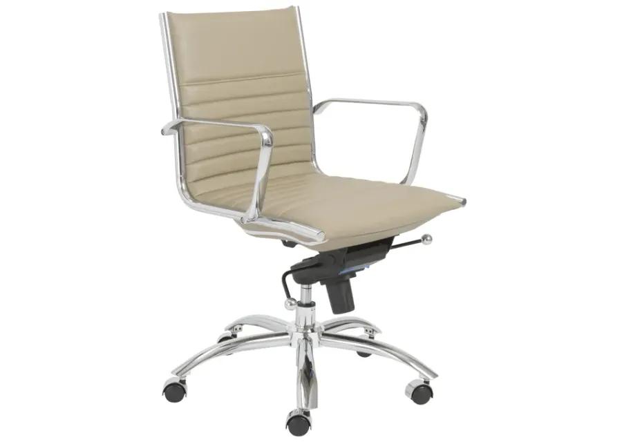 Dirk Low Back Office Chair in Taupe with Chromed Steel Base