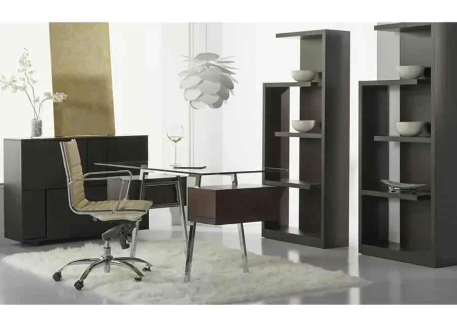 Dirk Low Back Office Chair in Taupe with Chromed Steel Base