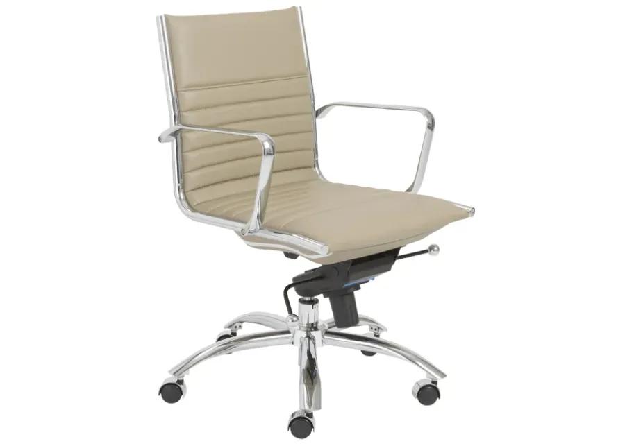 Dirk Low Back Office Chair in Taupe with Chromed Steel Base