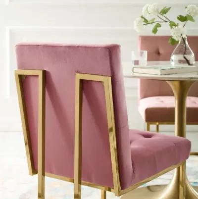 Privy Gold Stainless Steel Performance Velvet Dining Chair