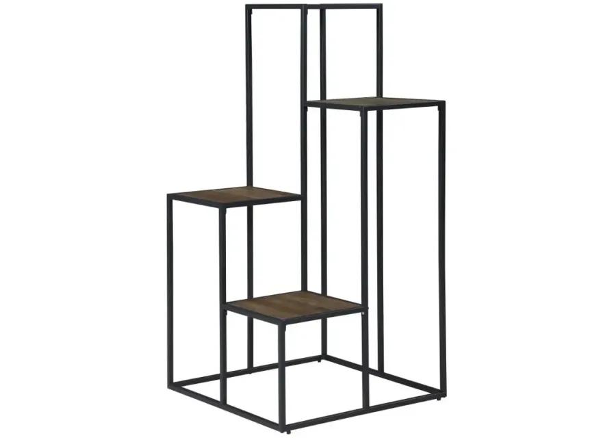 Rito 4-tier Display Shelf Rustic Brown and Black