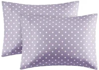 Mi Zone Polka Dot Purple Printed 100% Cotton Sheet Set