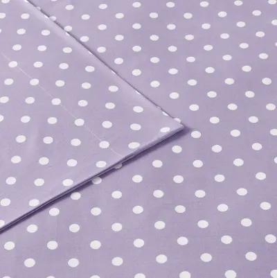 Mi Zone Polka Dot Purple Printed 100% Cotton Sheet Set