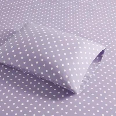 Mi Zone Polka Dot Purple Printed 100% Cotton Sheet Set