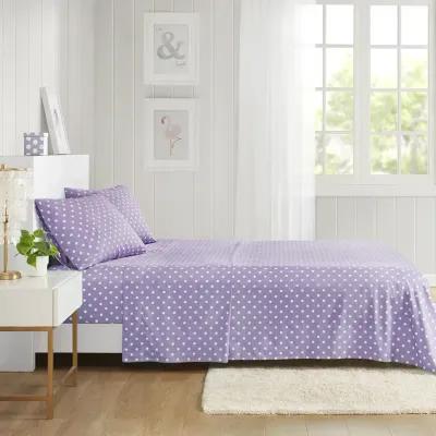 Mi Zone Polka Dot Purple Printed 100% Cotton Sheet Set