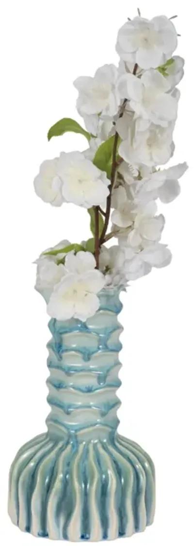 9" Coastal Ribbed Bud Vase Reactive Finish, Blue