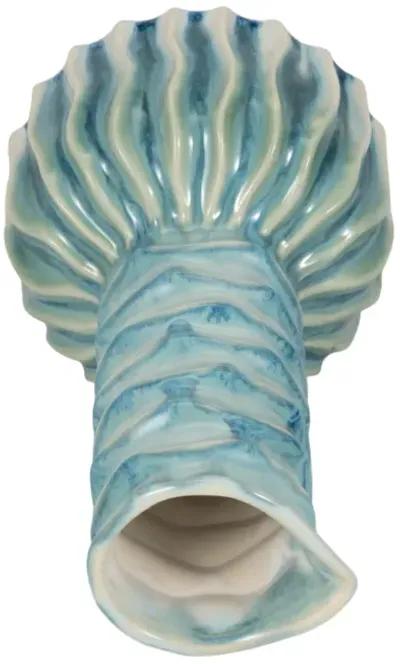 9" Coastal Ribbed Bud Vase Reactive Finish, Blue