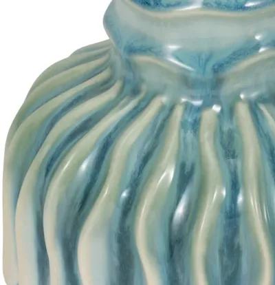 9" Coastal Ribbed Bud Vase Reactive Finish, Blue