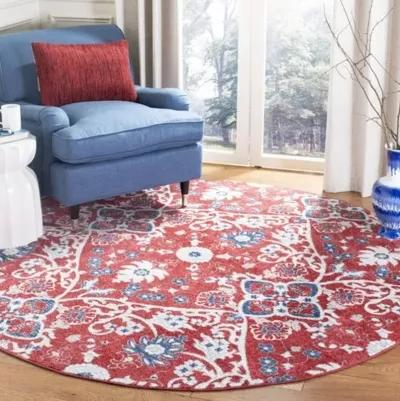 Brentwood 894 Red / Ivory 6'-7" X 6'-7" Round Round Powerloomed Rug