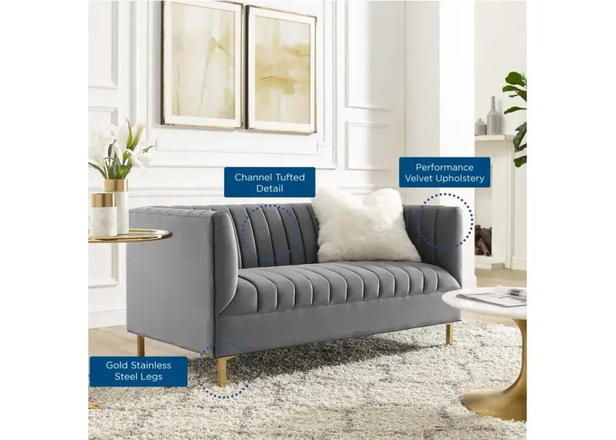 Shift Channel Tufted Performance Velvet Loveseat