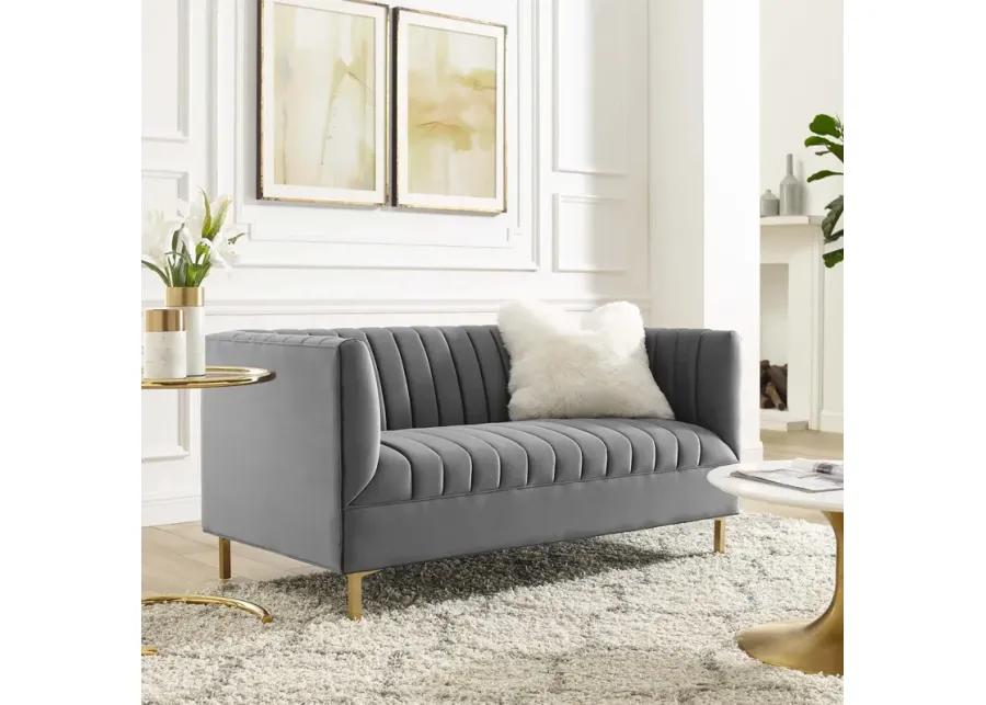 Shift Channel Tufted Performance Velvet Loveseat