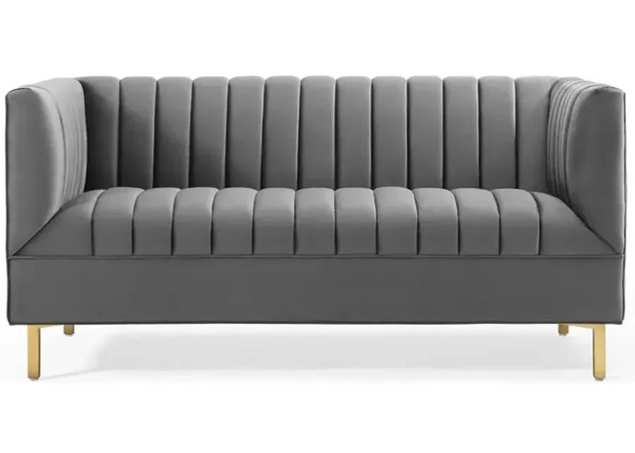 Shift Channel Tufted Performance Velvet Loveseat