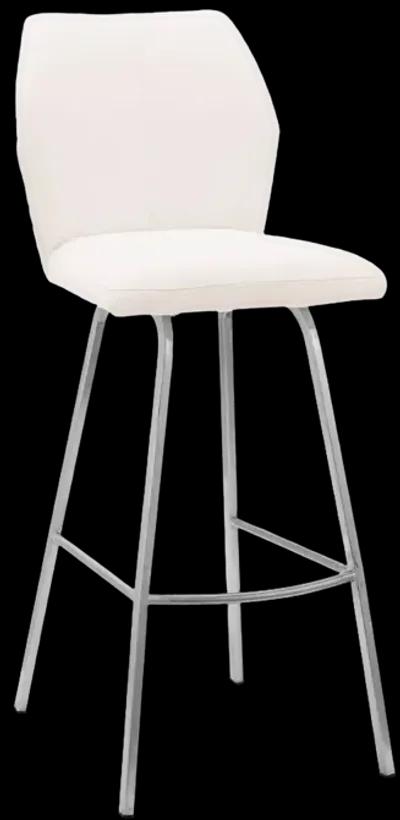 Tandy White Faux Leather and Brushed Stainless Steel 26" Counter Stool