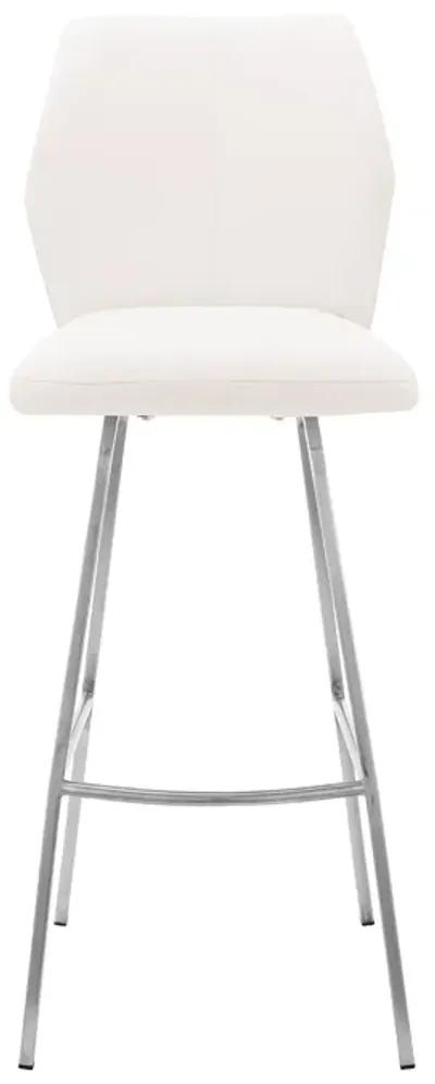 Tandy White Faux Leather and Brushed Stainless Steel 26" Counter Stool