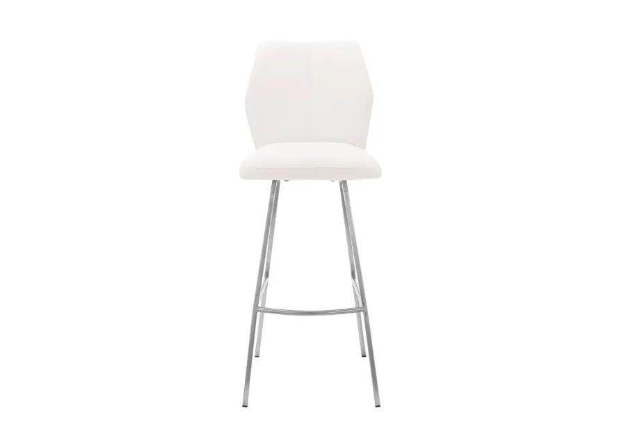 Tandy White Faux Leather and Brushed Stainless Steel 26" Counter Stool