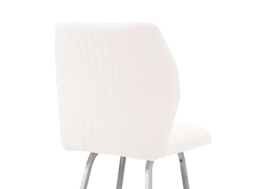 Tandy White Faux Leather and Brushed Stainless Steel 26" Counter Stool