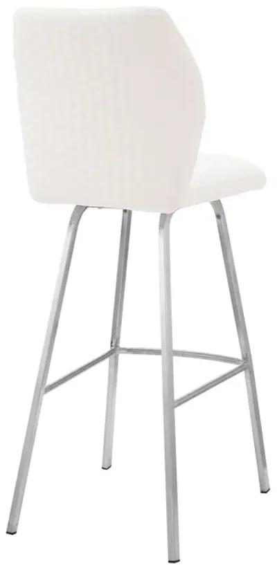 Tandy White Faux Leather and Brushed Stainless Steel 26" Counter Stool