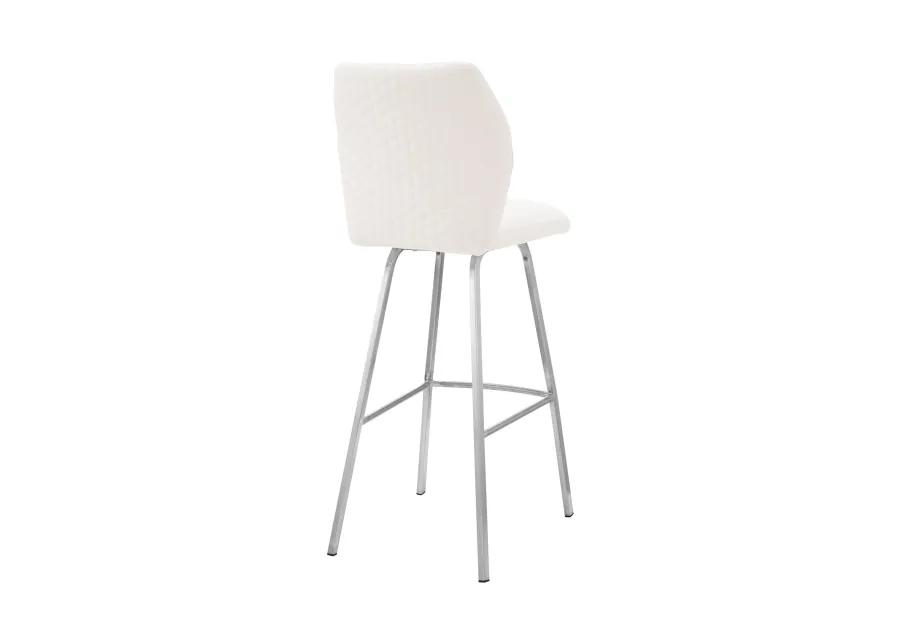 Tandy White Faux Leather and Brushed Stainless Steel 26" Counter Stool