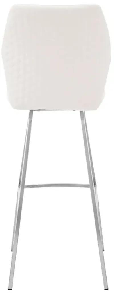 Tandy White Faux Leather and Brushed Stainless Steel 26" Counter Stool