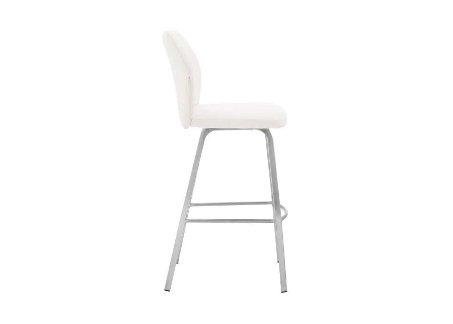 Tandy White Faux Leather and Brushed Stainless Steel 26" Counter Stool