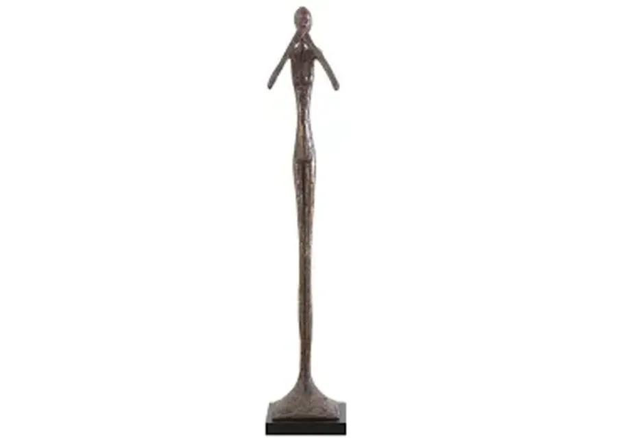 speak no evil slender sculpture, small, resin, bronze finish