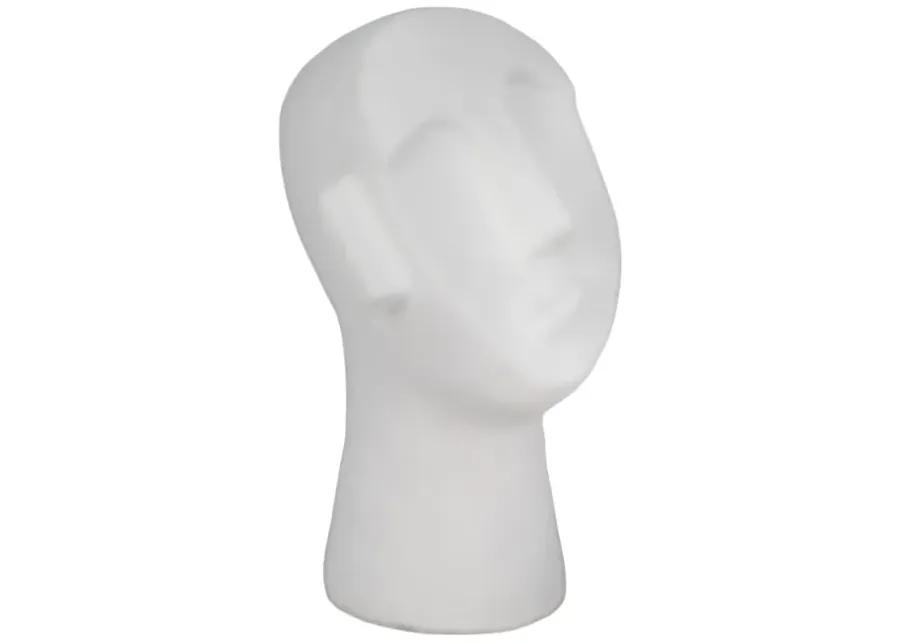 12" Looking Up Face Sculpture, White