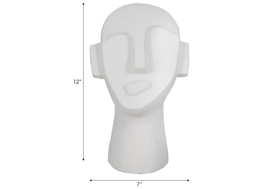 12" Looking Up Face Sculpture, White