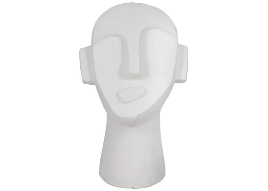 12" Looking Up Face Sculpture, White