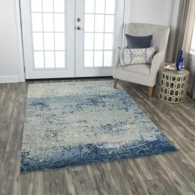 Artistry Blue Abstract NZ Wool/Tencel Blend 2' x 3'  Rectangle Rug