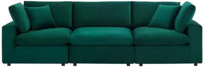 Commix Down Filled Overstuffed Performance Velvet 3-Seater Sofa