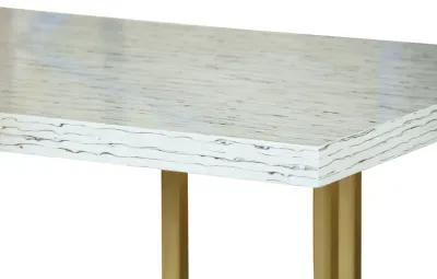 Harmony Contemporary Dining Table in Brushed Gold Finish and Ash Veneer Top