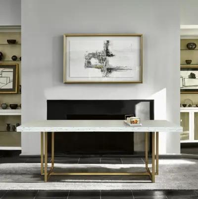 Harmony Contemporary Dining Table in Brushed Gold Finish and Ash Veneer Top