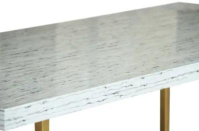 Harmony Contemporary Dining Table in Brushed Gold Finish and Ash Veneer Top