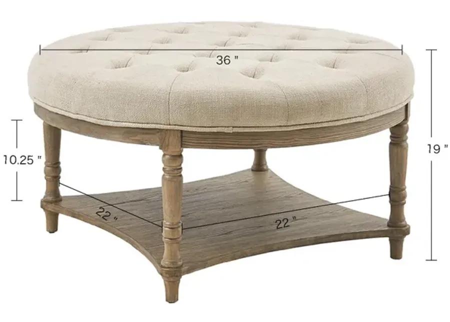 Martha Stewart Cedric Cream Accent Ottoman