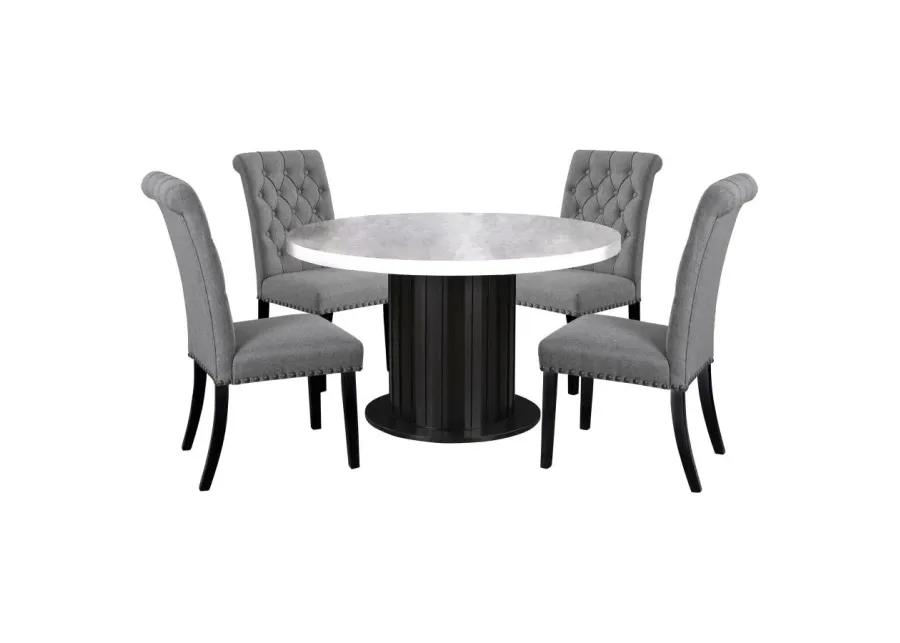 Sherry 5-piece Round Dining Set with Grey Fabric Chairs