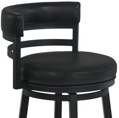 Titana 26" Counter Height Metal Swivel Barstool in Ford Black Pu and Black Finish