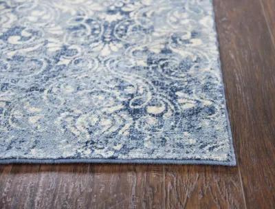 Gossamer Medium Blue Damask 100% New Zealand Wool 10' x 13' Rectangle Rug