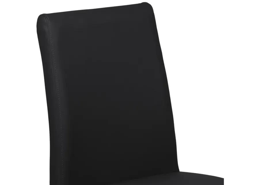 Blanca Contemporary Dining Chair in Black Faux Leather with Brushed Stainless Steel Finish - Set of 2