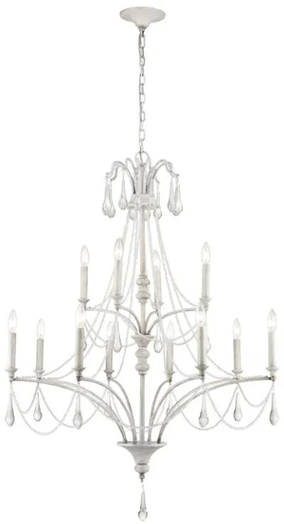 French Parlor 36" Wide 12-Light Chandelier - Vintage White