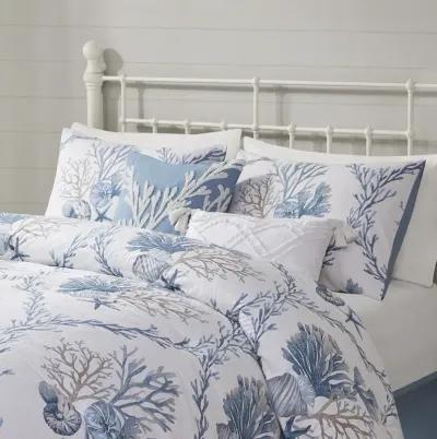 Harbor House Pismo Beach Blue/White 6 Piece Oversized Cotton Comforter Set with Throw Pillows