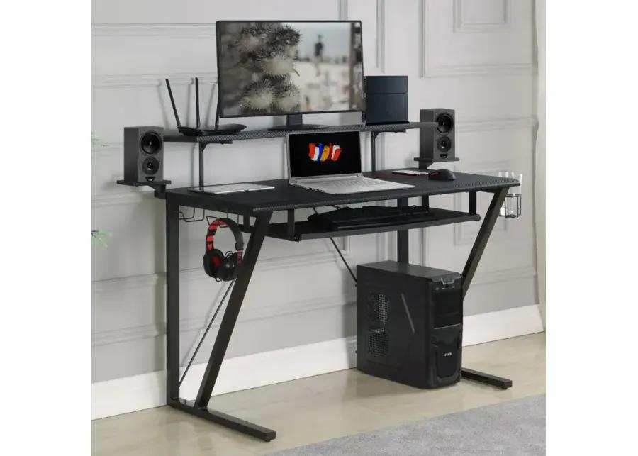 Wedalia Gaming Desk with Cup Holder Gunmetal