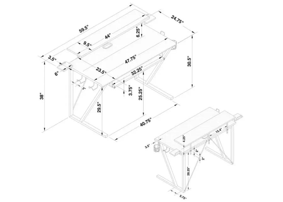 Wedalia Gaming Desk with Cup Holder Gunmetal