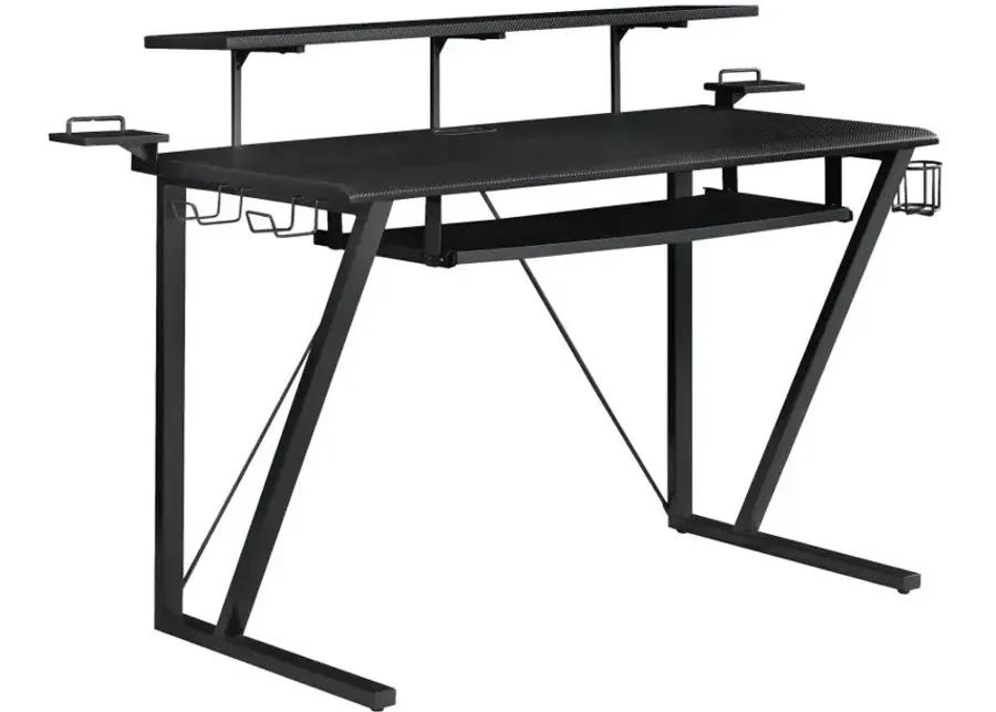 Wedalia Gaming Desk with Cup Holder Gunmetal