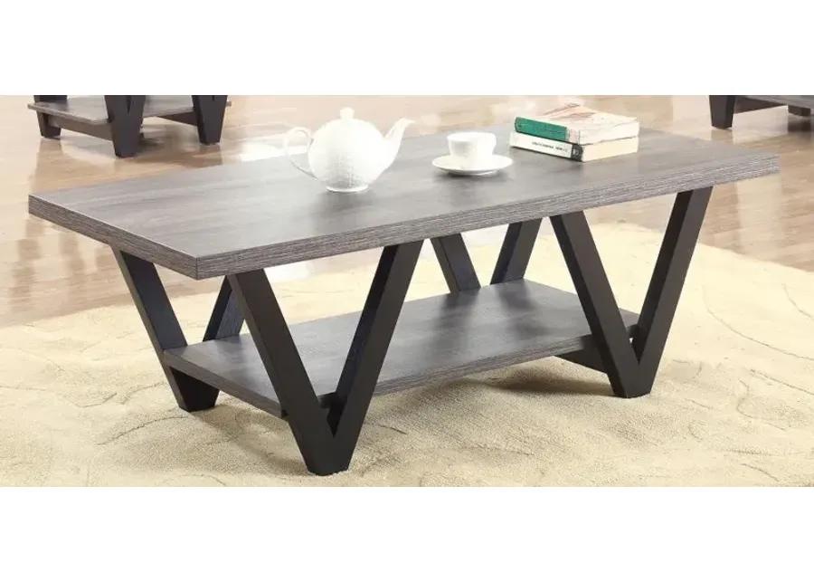 Stevens V-shaped Coffee Table Black and Antique Grey