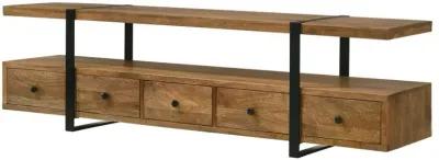 Otto 4-drawer Solid Wood 70" TV Stand Brown and Gunmetal