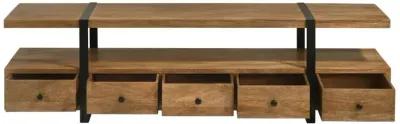 Otto 4-drawer Solid Wood 70" TV Stand Brown and Gunmetal