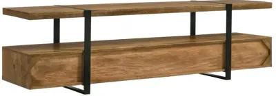 Otto 4-drawer Solid Wood 70" TV Stand Brown and Gunmetal