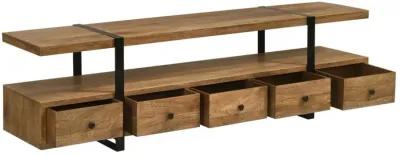 Otto 4-drawer Solid Wood 70" TV Stand Brown and Gunmetal